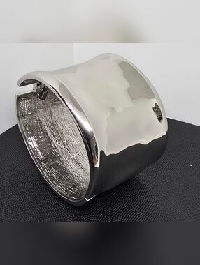 Wide Silver Cuff Bracelet - Polished Finish